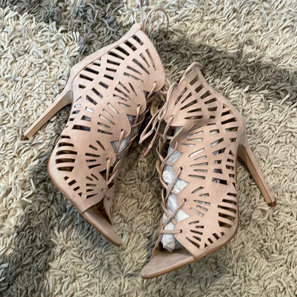 Lace Up Nude Heels